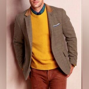 Lands' End Canvas 1963 Madison Bike 100% Wool Blazer Coat Corduroy Collar Sz 46R